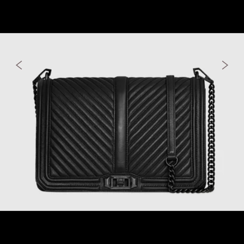 Authentic Rebecca minkoff chevron quilted jumbo black crossbody handbag